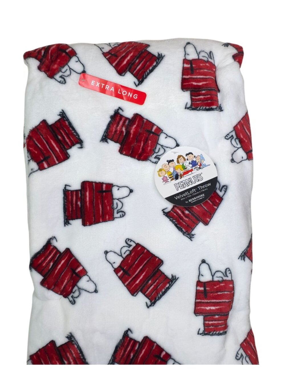 Peanuts Snoopy VelvetLoft Extra-Long Throw Blanket 60x70" Berkshire Red Doghouse